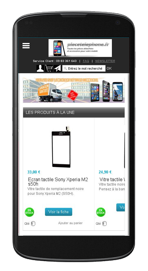 Pièce téléphone responsive